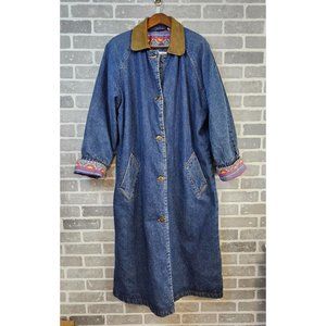 Vintage Monica Gray Denim Coat Women's 14 Jean Trench‎ Southwestern Yellowstone